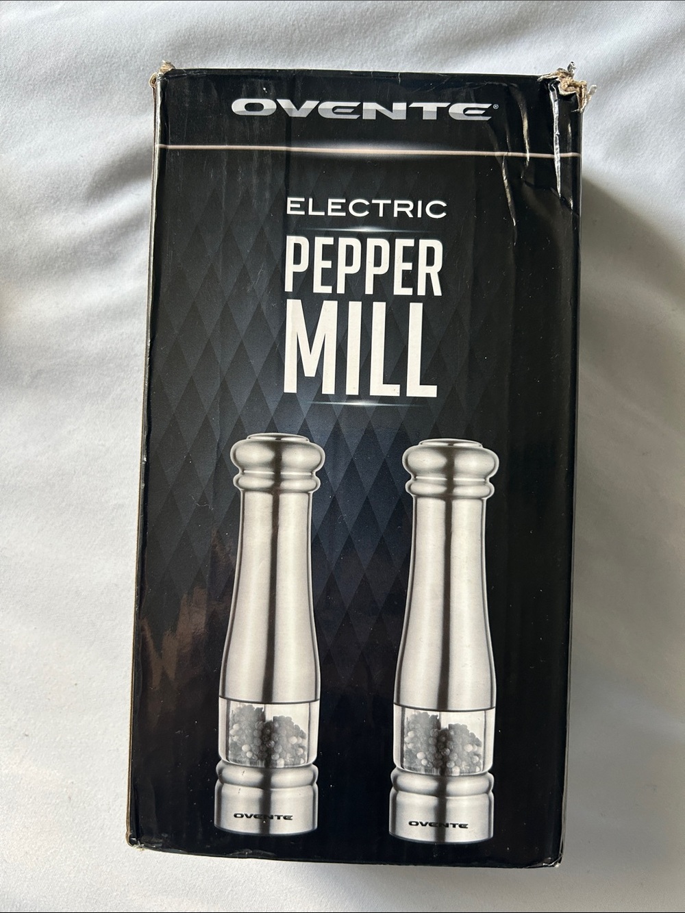 Ovente Electric Salt and Pepper Set with Premium Stainless Steel/Ceramic Blades,